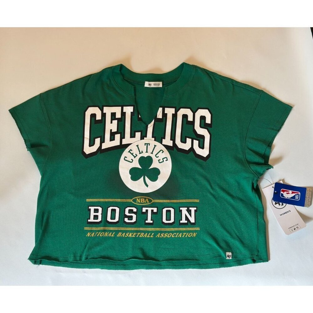 NWT Women's Boston Celtics '47 Green Oversized Notch Neck T-Shirt Size Medium - Picture 2 of 11